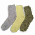 Women's Sock with Double-colored Feather Yarn, Made of Polyester, Nylon and Spandex